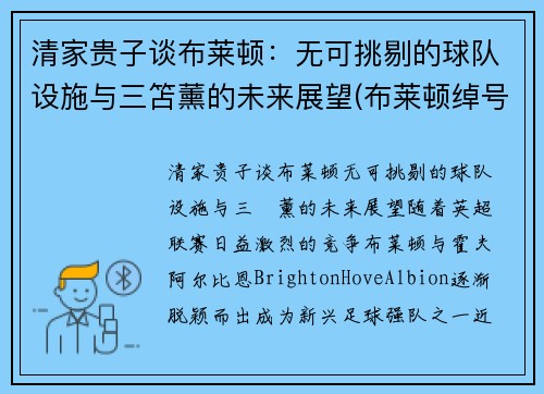 清家贵子谈布莱顿：无可挑剔的球队设施与三笘薰的未来展望(布莱顿绰号)